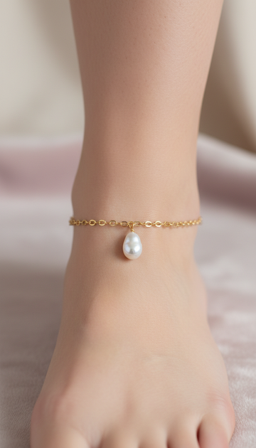 Pearl-Effect Charm Anklet