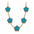Teal Clover Station Necklace — white background mockup