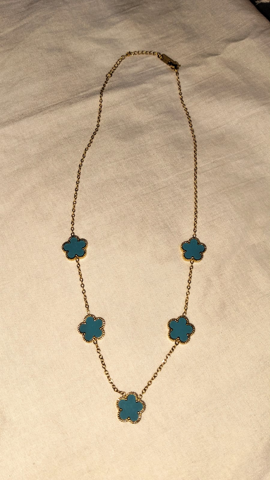 Teal Clover Station Necklace