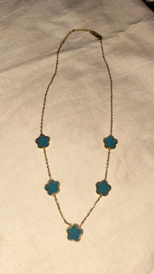 Teal Clover Station Necklace